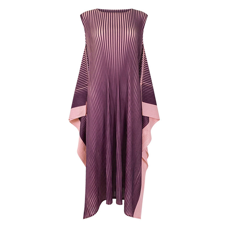 sleeveless pleated midi dress with contrast belt – Yameena