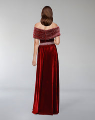 Draped velvet dress with crystals - NADINE