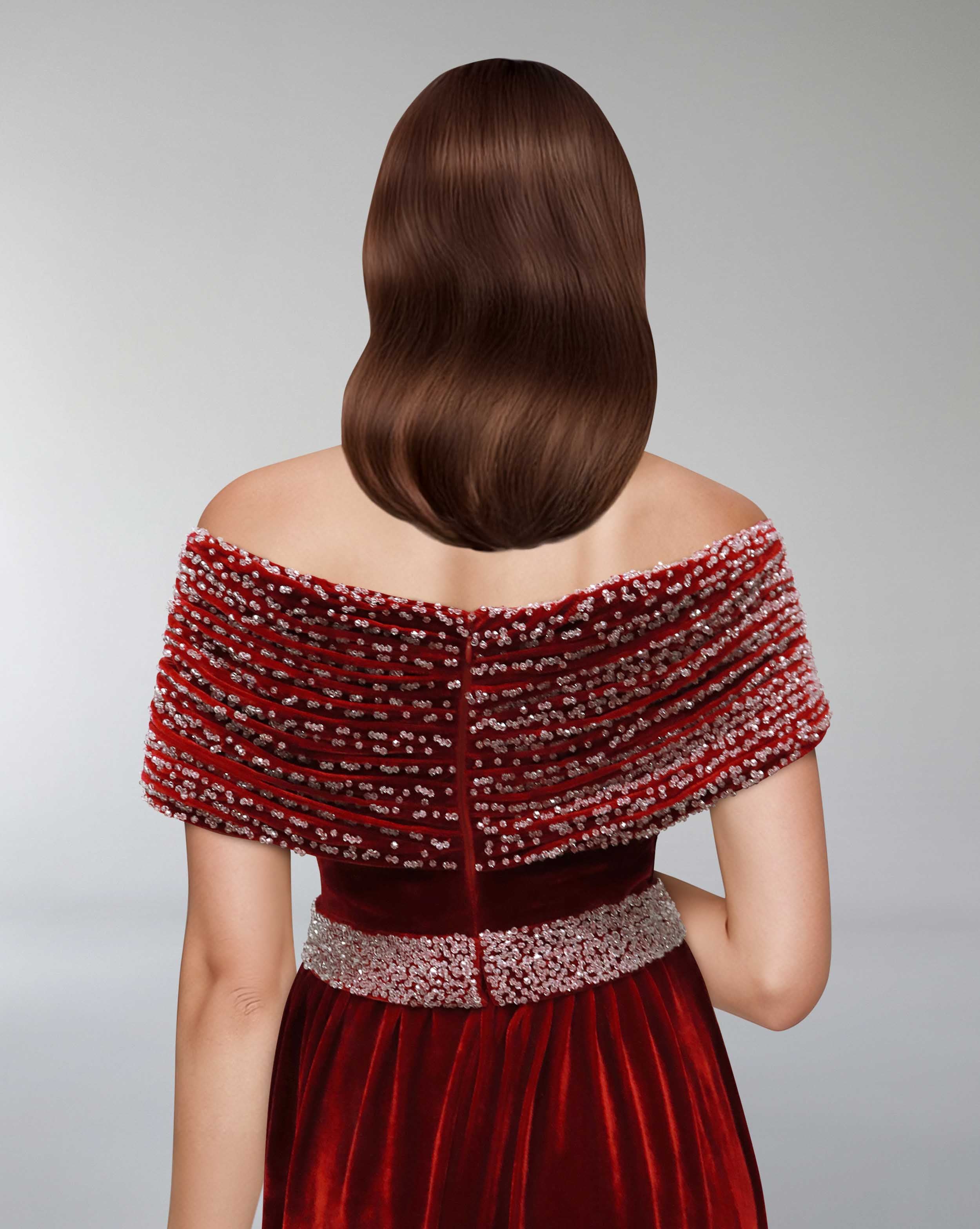 Draped velvet dress with crystals - NADINE