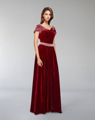 Draped velvet dress with crystals - NADINE