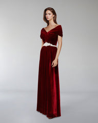 Draped velvet dress with waist embellishment  - ODETTE
