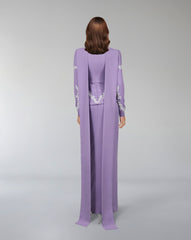 Embroidered peplum gown with front slit – Olged