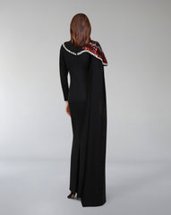 one-shoulder embellished column gown with sequin motif – REVAKTO