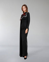 one-shoulder embellished column gown with sequin motif – REVAKTO