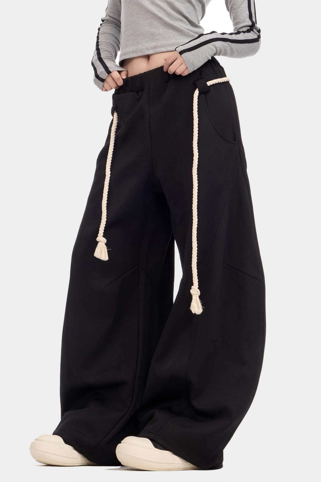 Drawstring Wide Leg Trousers