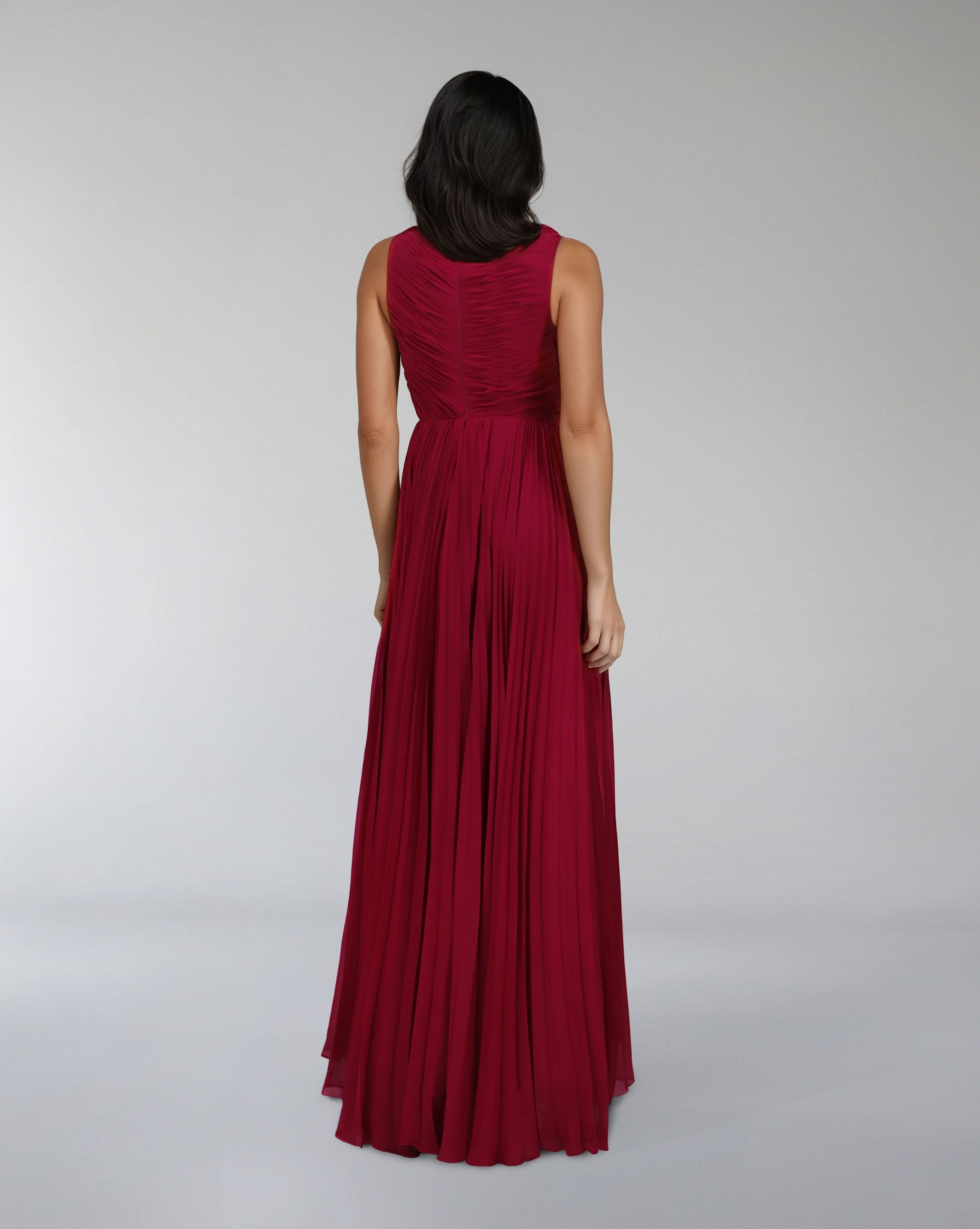 Sleeveless draped dress with bead cascade - VALENZIA
