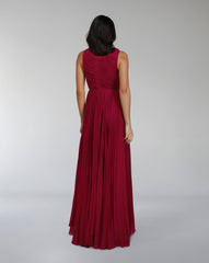 Sleeveless draped dress with bead cascade - VALENZIA