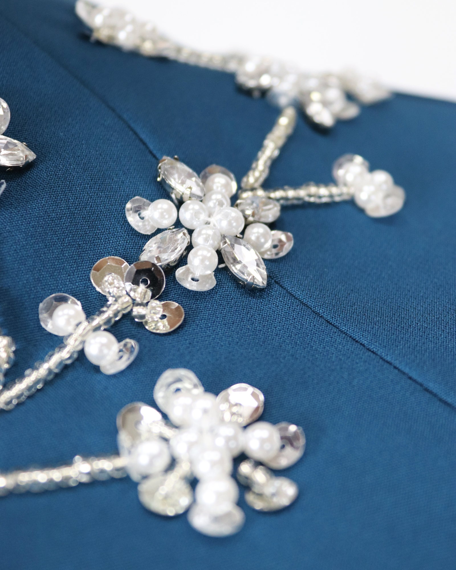 Blue column dress with beaded Capelet  - SURIYA