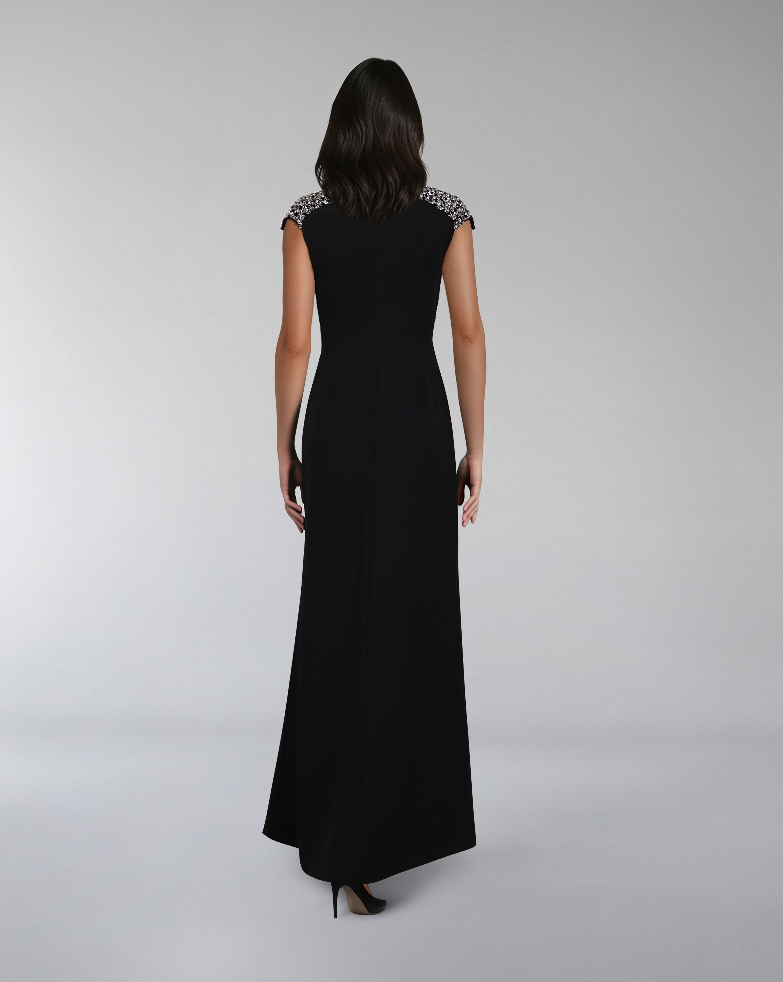 Sleeveless column dress with futuristic beading - RAINE