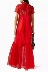 sheer overlay tulle maxi dress – Ulesa