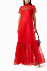 sheer overlay tulle maxi dress – Ulesa