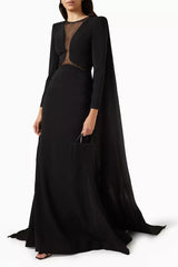 illusion-panel cape gown – Jotar