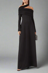 monochrome cape-panel gown – Malesa