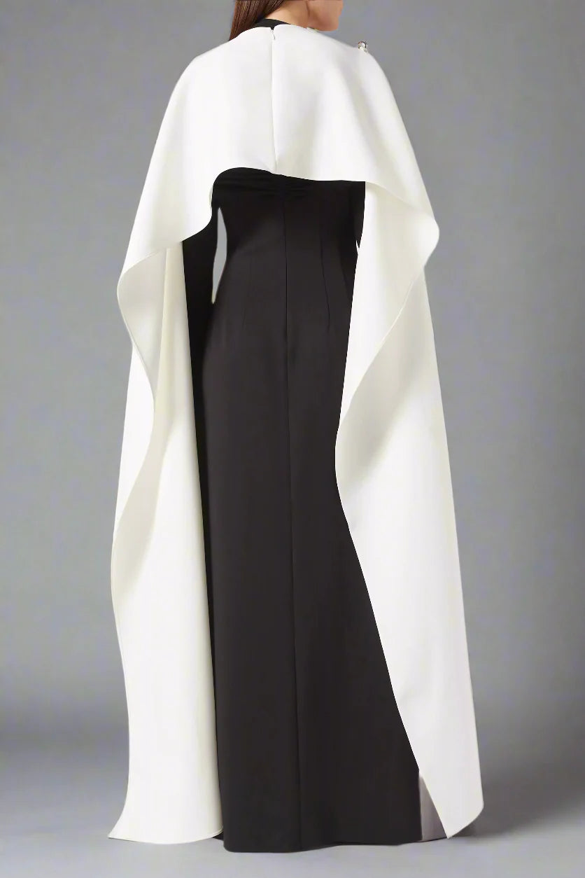 monochrome cape-panel gown – Malesa