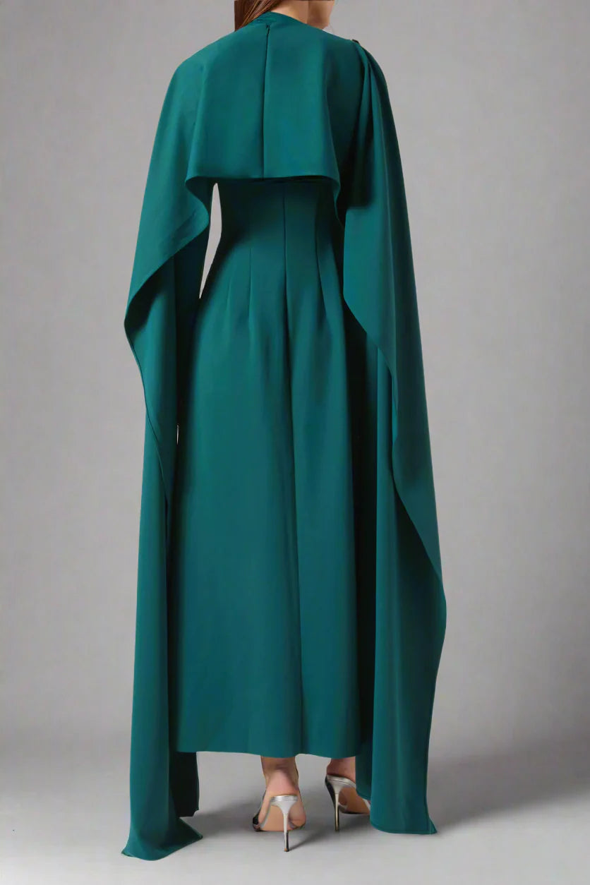 monochrome cape-panel gown – Malesa