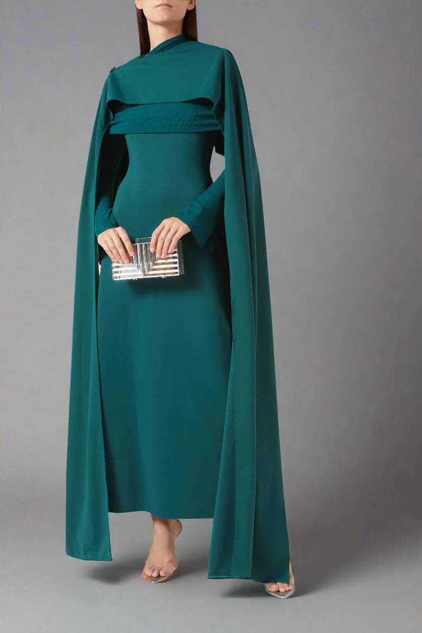 monochrome cape-panel gown – Malesa