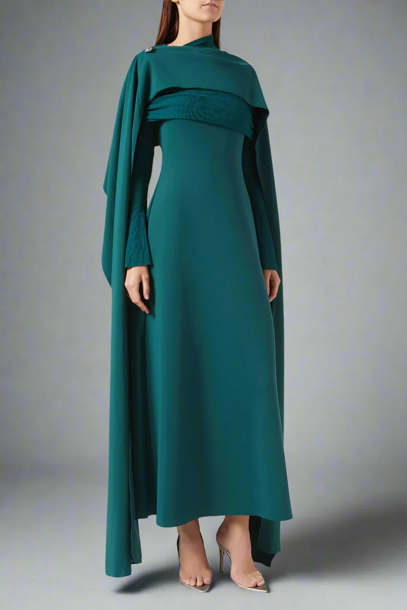 monochrome cape-panel gown – Malesa