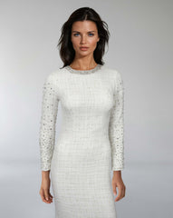Long-Sleeve Beaded Column Dress - CELESTE