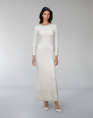 Long-Sleeve Beaded Column Dress - CELESTE