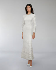 Long-Sleeve Beaded Column Dress - CELESTE