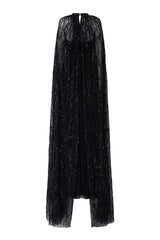 Strapless gown with floor-length lace cape – Moonie