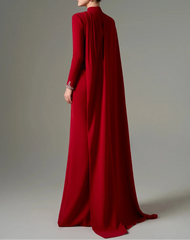 High-neck column dress with embellished draped detail – SUBY