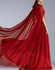 Embroidered draped gown with sheer cape – Levinity