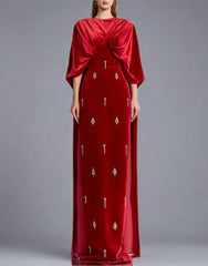 Velvet column dress with embellished details – Connory