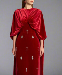 Velvet column dress with embellished details – Connory