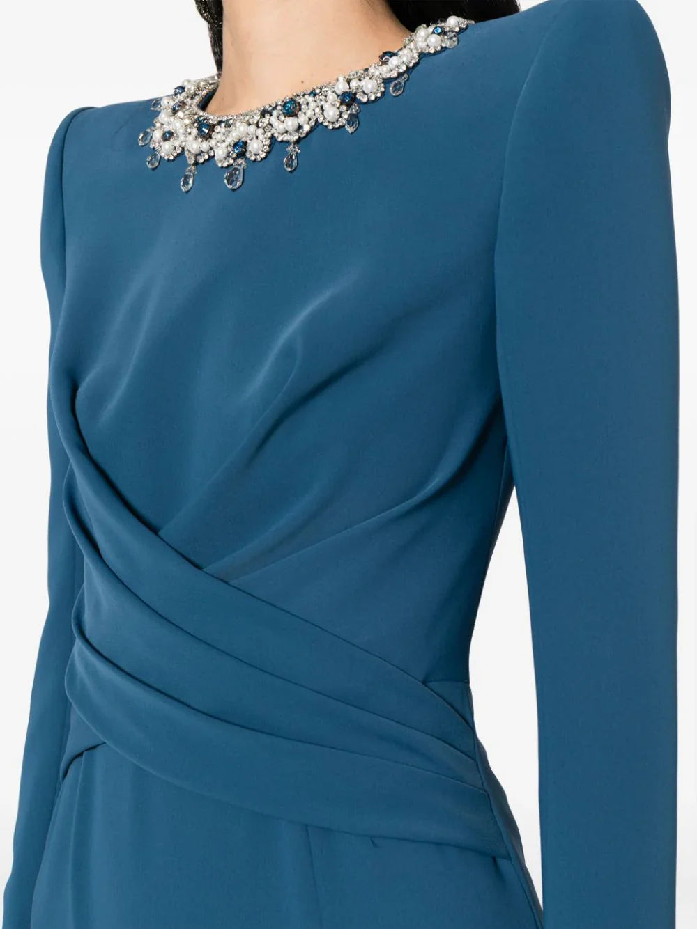 crystal neckline gown with draped bodice – Jiase