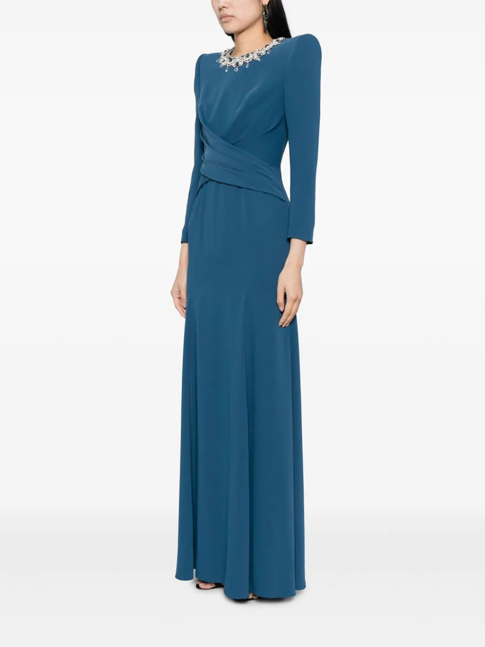 crystal neckline gown with draped bodice – Jiase