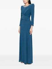 crystal neckline gown with draped bodice – Jiase