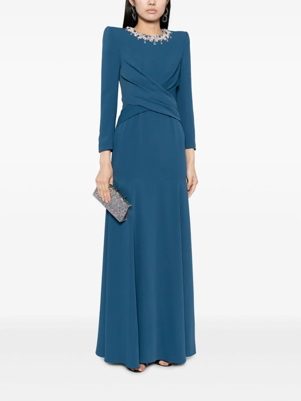 crystal neckline gown with draped bodice – Jiase