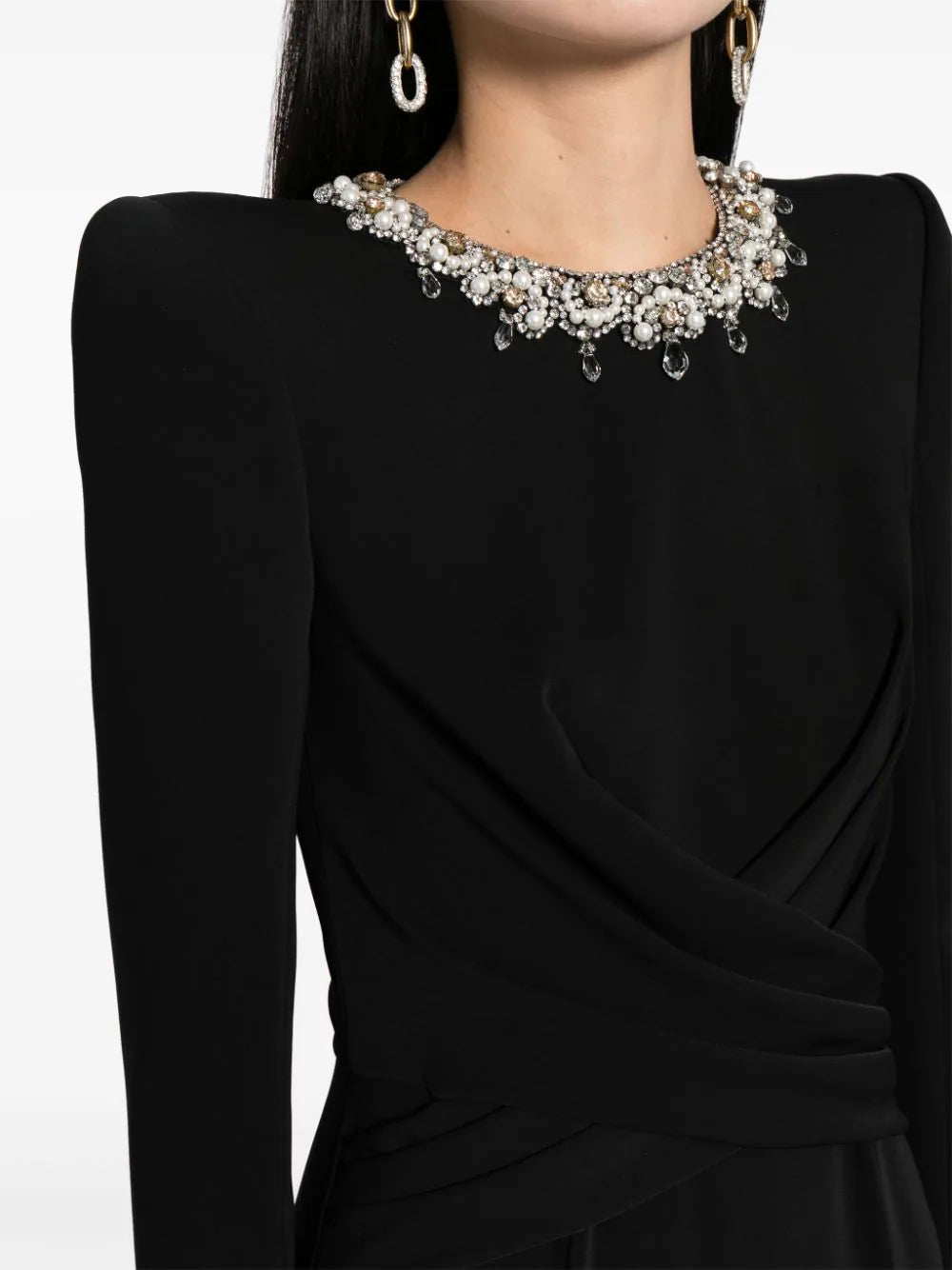 crystal neckline gown with draped bodice – Jiase