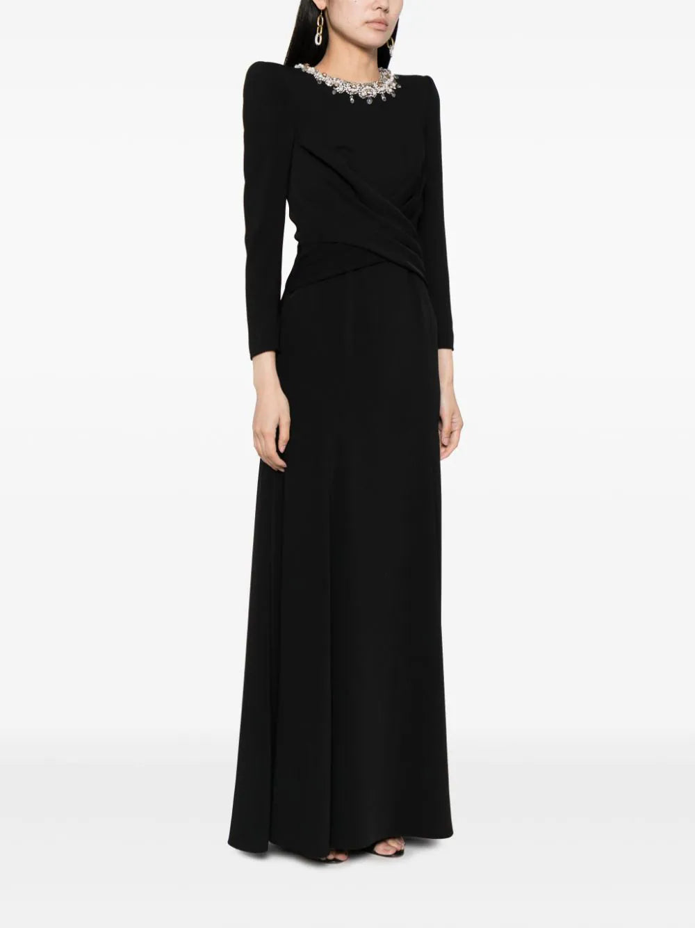 crystal neckline gown with draped bodice – Jiase