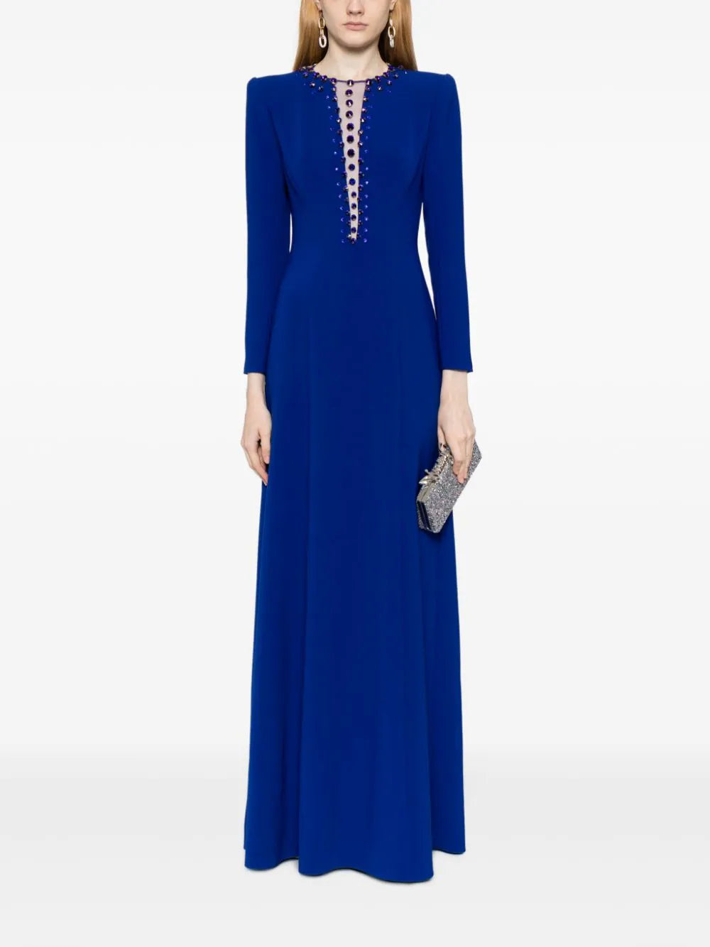 crystal-trim keyhole gown – Zikiya