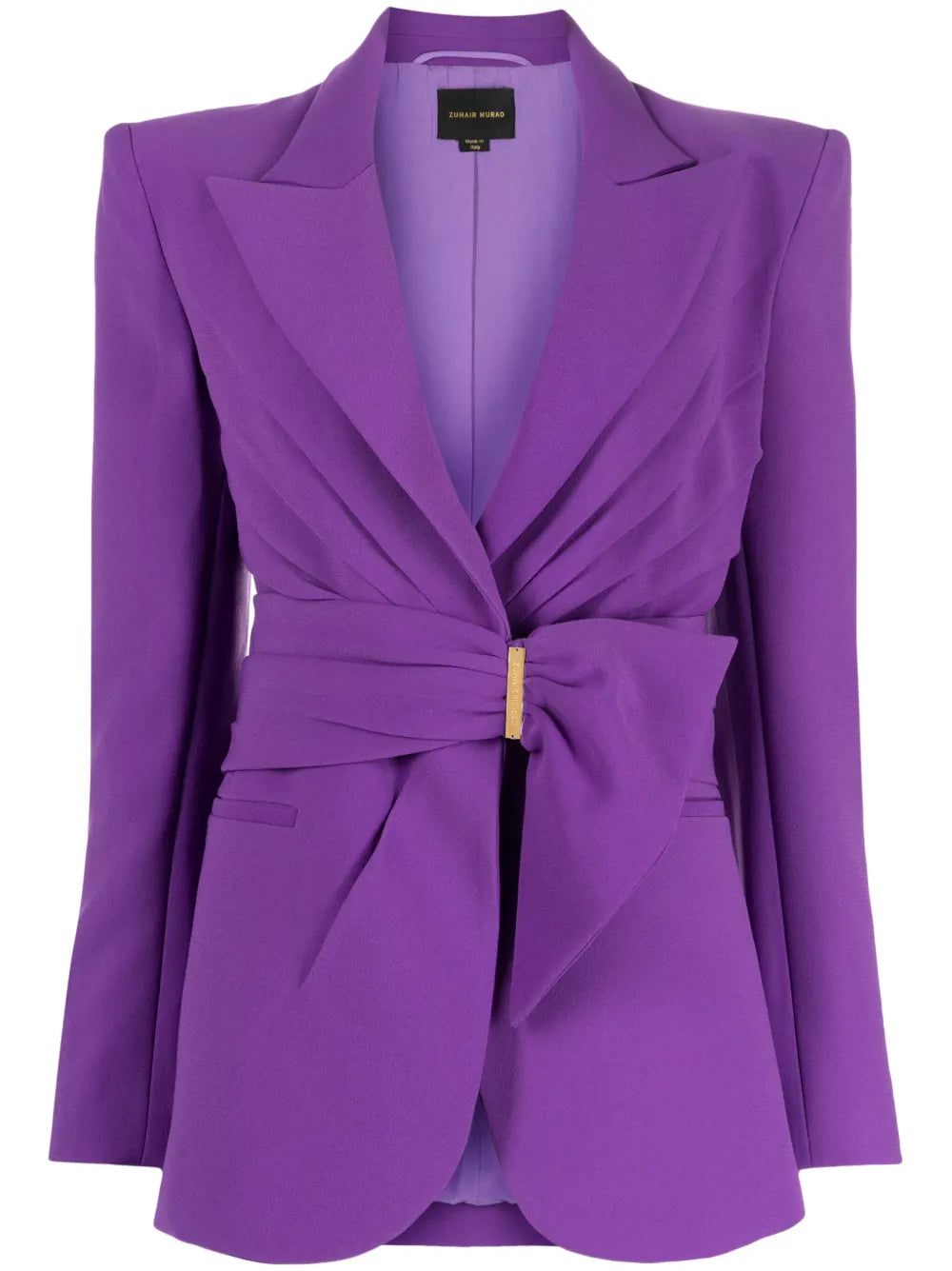 Draped belted blazer pants set with flared legs – Vronik