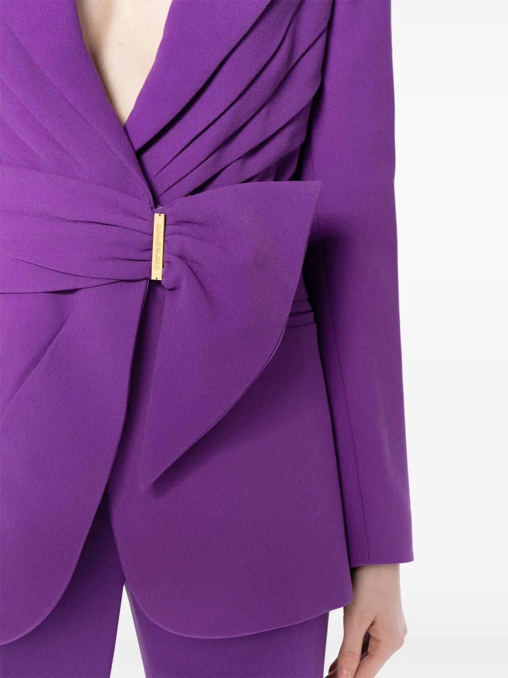 Draped belted blazer pants set with flared legs – Vronik