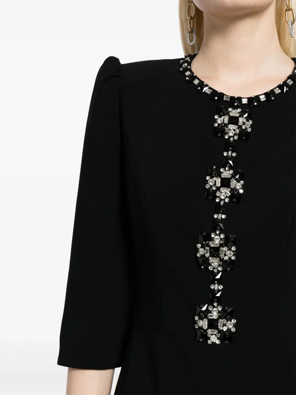 embellished button-detail midi dress – Salien