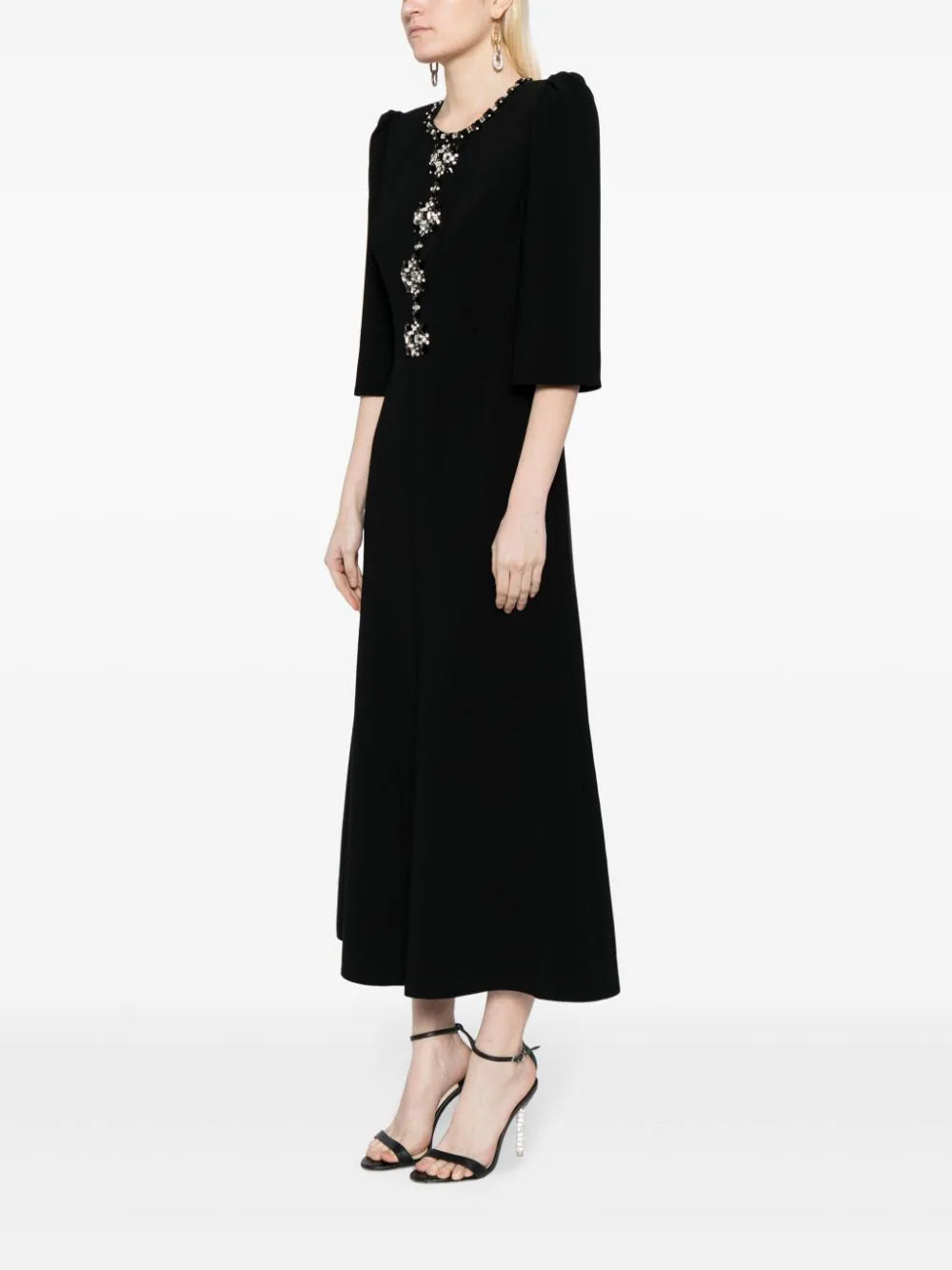 embellished button-detail midi dress – Salien