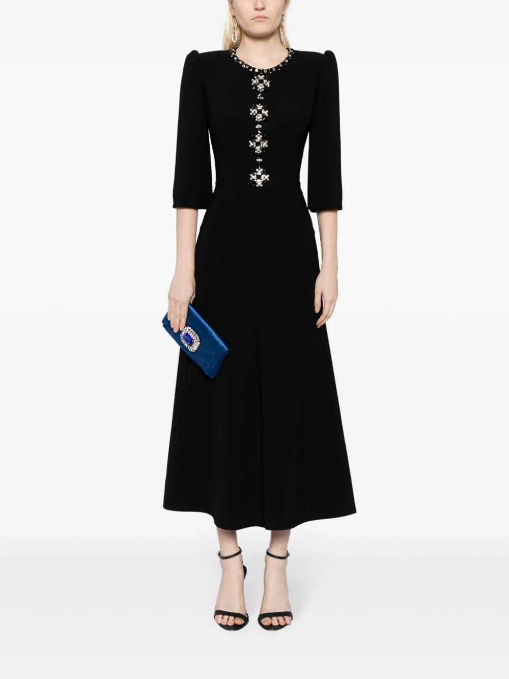 embellished button-detail midi dress – Salien