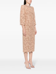 Long sleeve lace column dress with embellished neckline – Amlasr