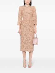 Long sleeve lace column dress with embellished neckline – Amlasr