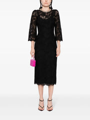 Long sleeve lace column dress with embellished neckline – Amlasr