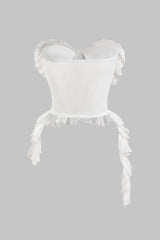 Chiffon Satin Ruffle Corset Tube Top