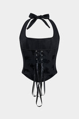Jacquard Corset Waist Strapless Cami Top