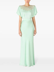 beaded column dress with cape sleeves – LYRAS