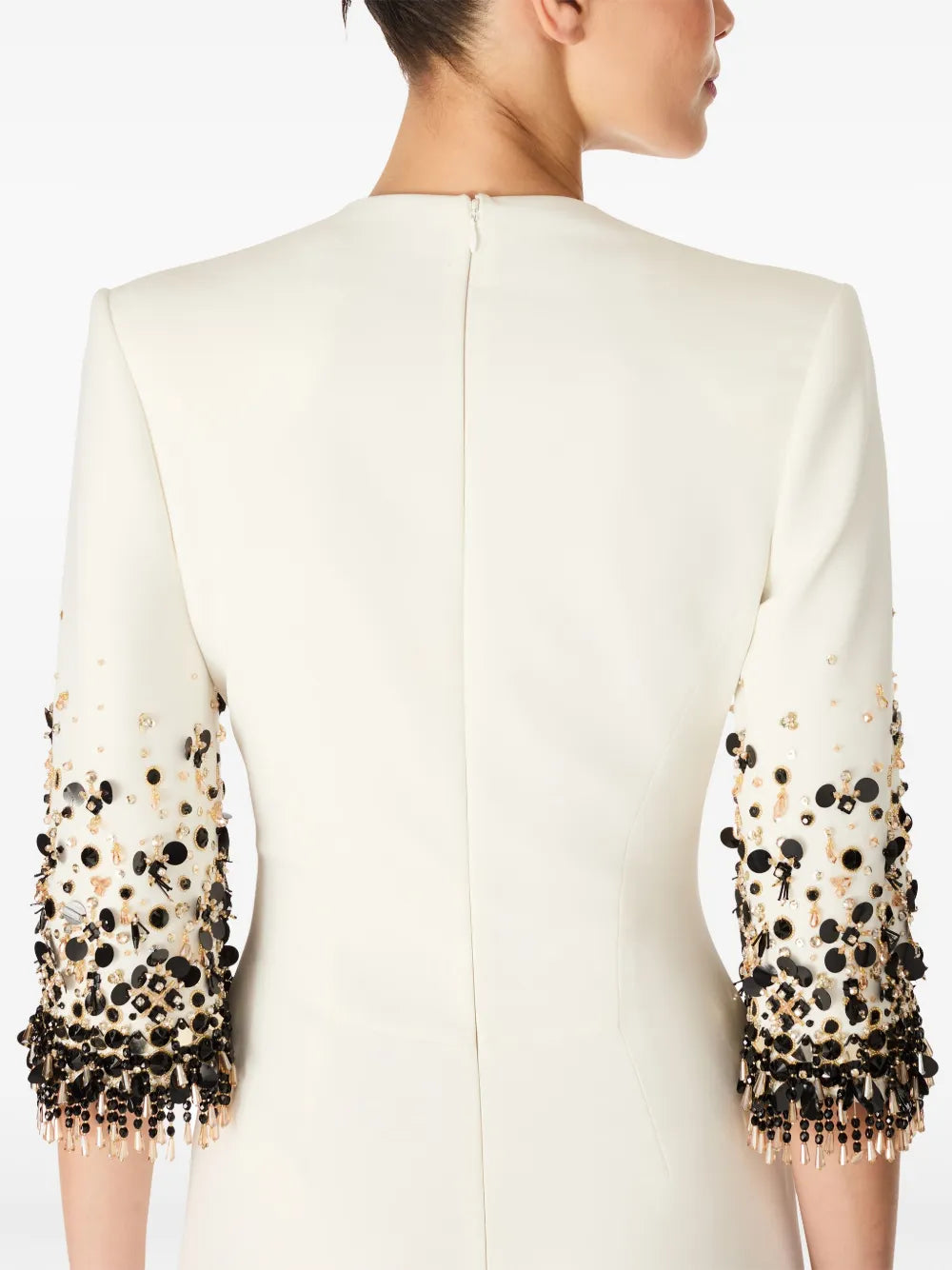 V-neck column dress with embellished sleeves – IVIRY