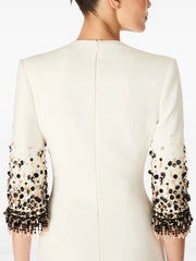 V-neck column dress with embellished sleeves – IVIRY
