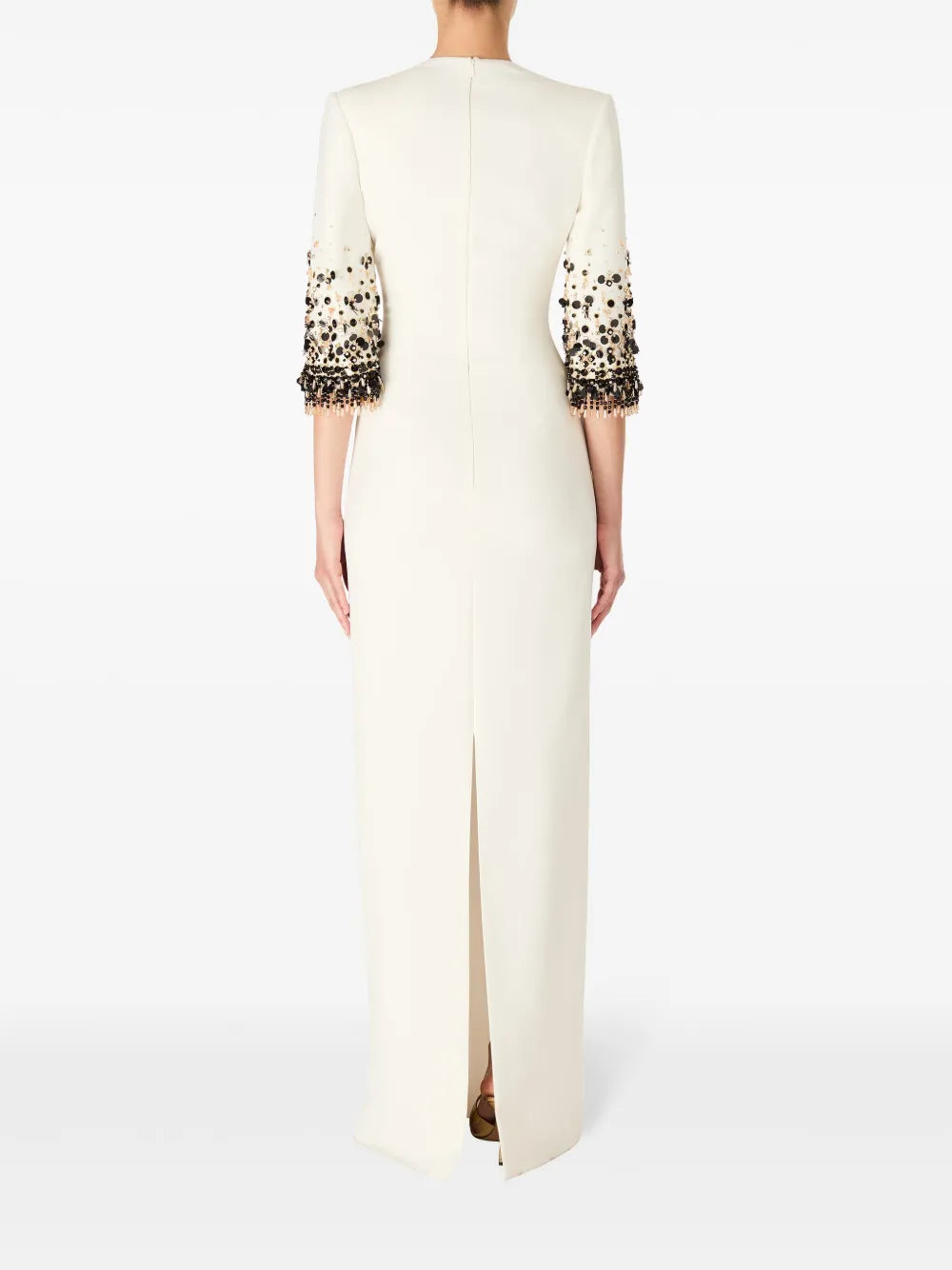 V-neck column dress with embellished sleeves – IVIRY